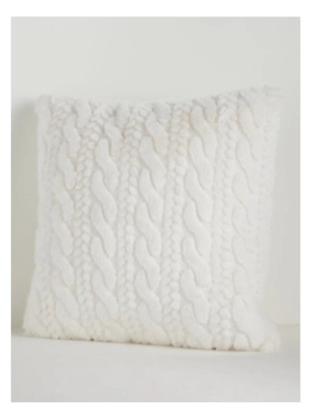 Anthropologie Faux Fur Cable-Knit  Sweater Pillow in Ivory 18” x 18” – NWT